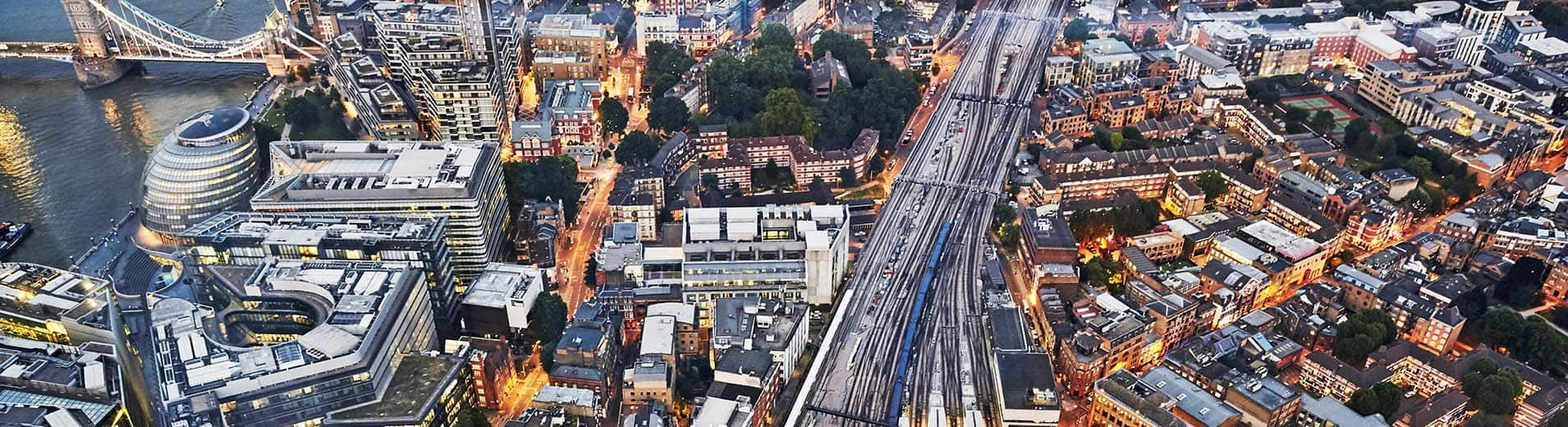 Aerial view of train tracks entering London Bridge_S_2011