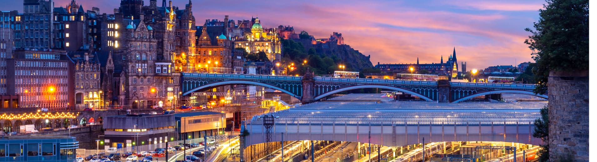 Night view of waverley station in Edinburgh ScotlandS2013